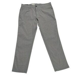 Haggar Men's Slim Fit Straight Leg Pants, 36 x 29, Rayon, Spandex Blend, Grey .